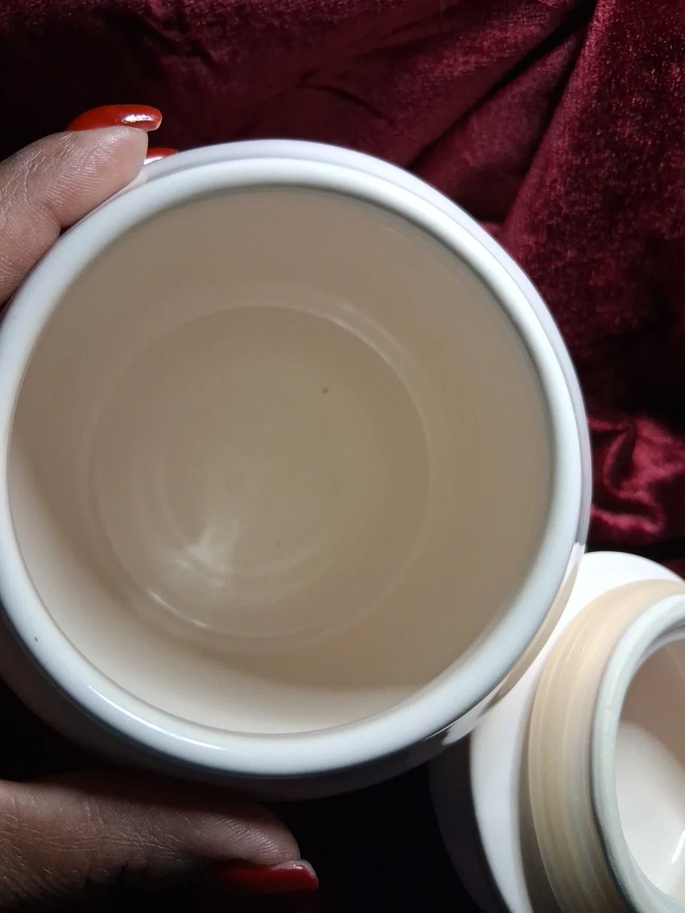 Rae Dunn White Ceramic TEA Canister with Cream Band
